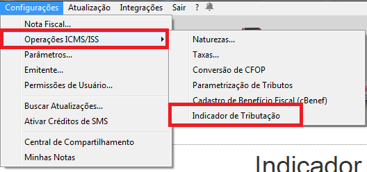 Acesso ao Indicador de Tributação nas Operações ICMS/ISS Indicador de Tributação