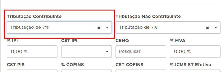 Verificando a Tributação Contribuinte do produto Tributação Contribuinte