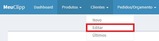 Edição de cliente no MeuClipp Editar cliente no MeuClipp