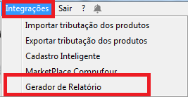 Menu Integrações com Gerador de Relatório Menu Integrações com Gerador de Relatório