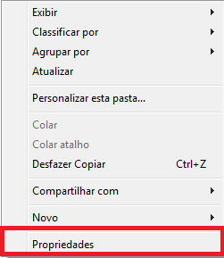 Opcao Propriedades da pasta AppData Propriedades da pasta AppData