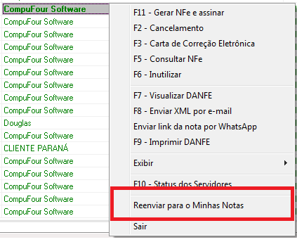 Opção Reenviar para o Minhas Notas Reenviar nota para o Minhas Notas