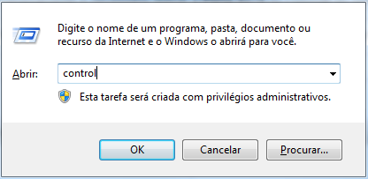 Comando control no executar do Windows Executar comando control