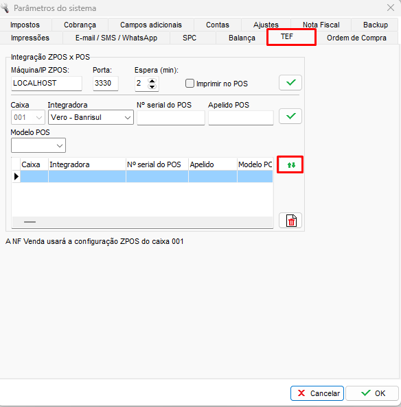 Aba TEF para configuracao da Stone Aba TEF Stone