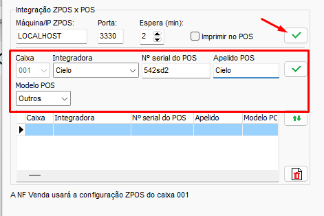 Campos de configuracao do ZPOS para a Cielo Configuracao ZPOS Cielo