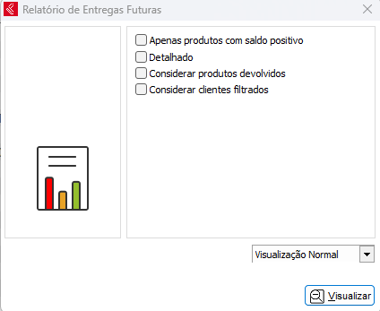 Filtros do relatório de Entregas Futuras Relatório Entregas Futuras