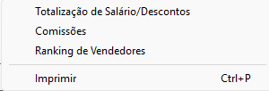 Menu de relatórios de Funcionários no ClippPro Relatórios de Funcionários no ClippPro