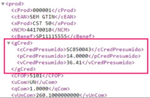 XML gerado com cBenef e crédito presumido XML com cBenef e crédito presumido