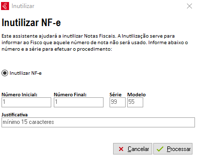 Tela de inutilização