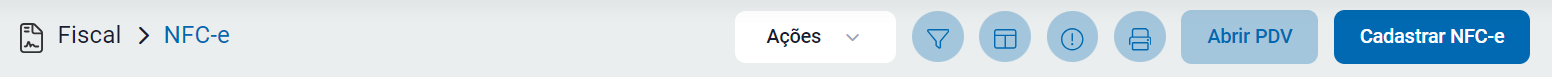 Botão Cadastrar NFC-e no ZetaWeb Botão Cadastrar NFC-e