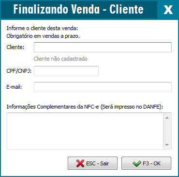 Seleção da forma de pagamento Prazo e informação do cliente Forma de pagamento Prazo