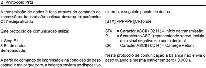 Configuração da porta serial da balança