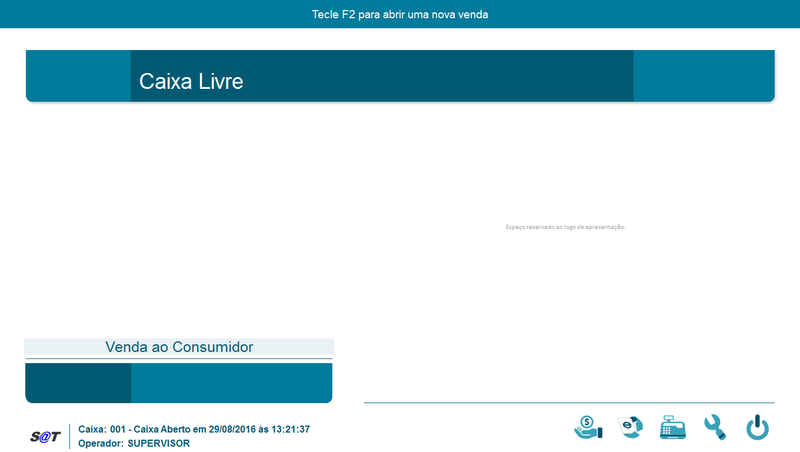 Tela do Caixa Livre no Emissor de NFC-e/SAT Caixa Livre do SAT