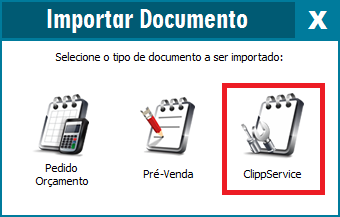 Janela Importar Documento no emissor de NFC-e/SAT Importar Documento no NFC-e/SAT