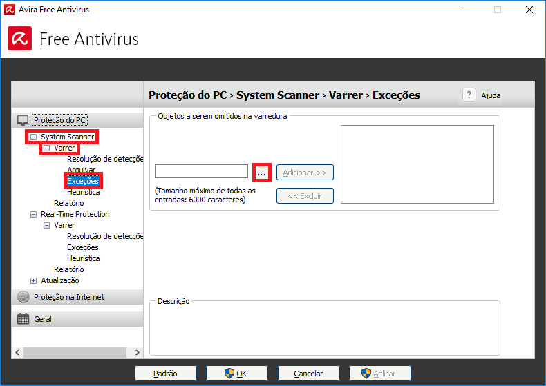 Opção localizar na guia System Scanner Localizar no System Scanner
