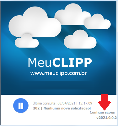 Botão Configurações do MeuClipp Configurações do MeuClipp