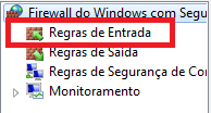 Opcao Regras de Entrada do Firewall Regras de Entrada